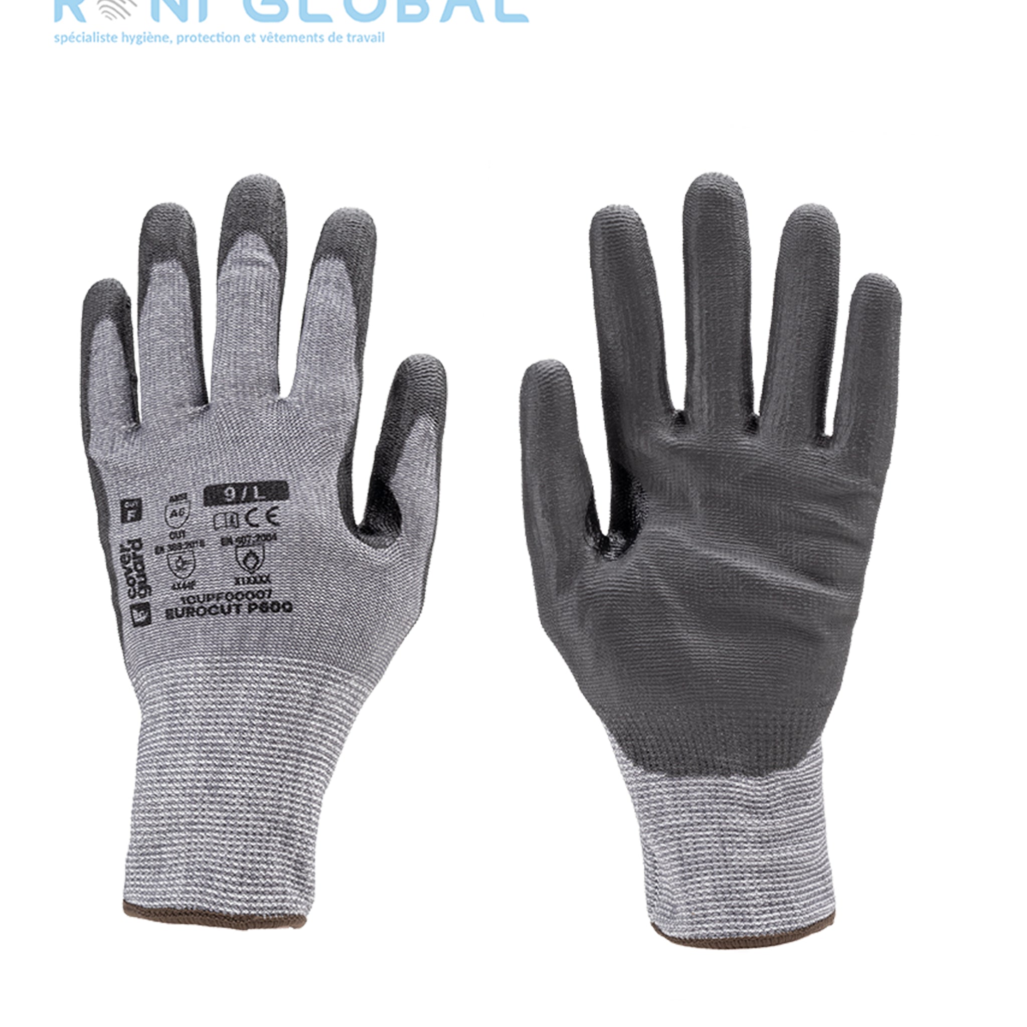 Gant de protection milieu sec en HDPE polyester / élasthanne enduit au PU anti-chaleur, anti-coupure et précision CUT F HOT 1 - EUROCUT P600 COVERGUARD (boîte de 10 paires)