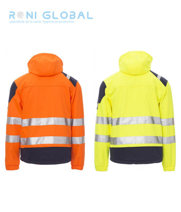 Veste de sécurité haute visibilité homme, Softshell imperméable, respirant, coupe droite en polyester 4 poches CLASS 2 - SHINE PAYPER