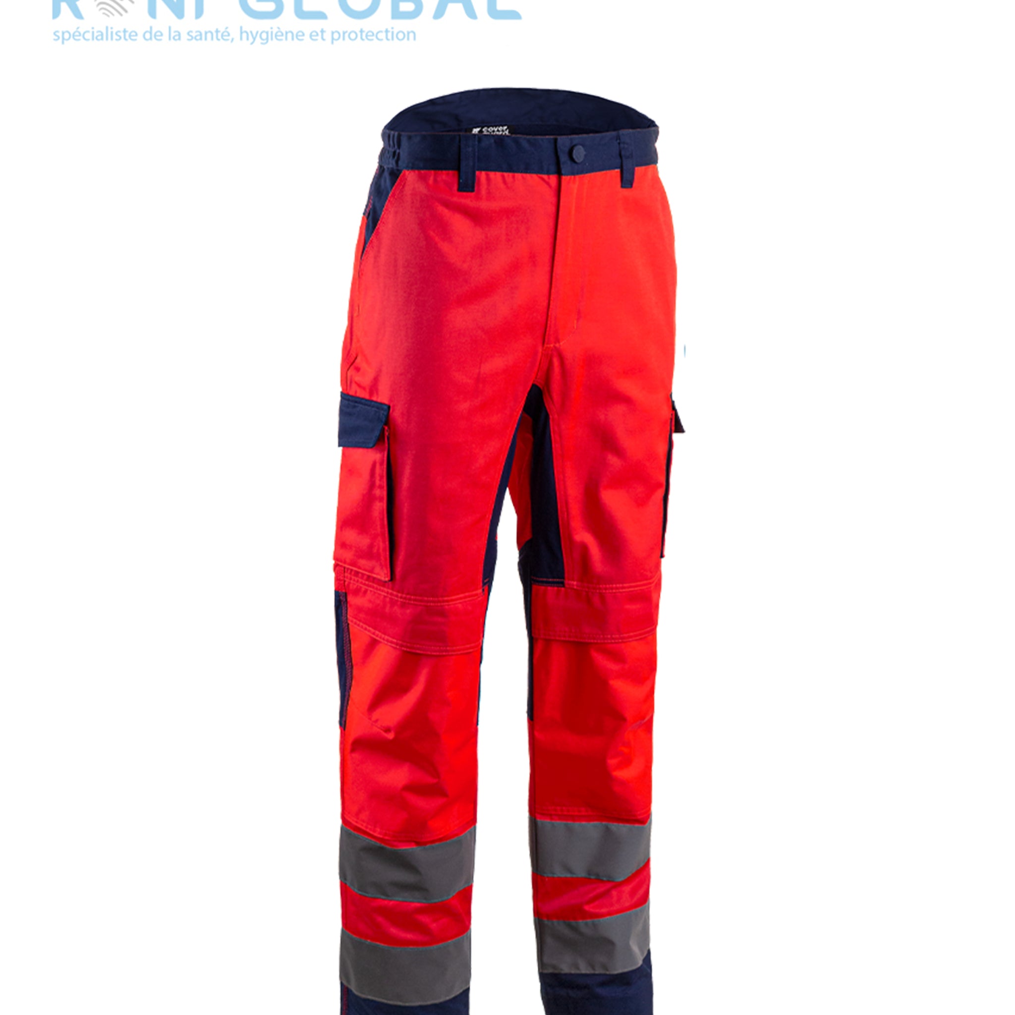 Pantalon de sécurité haute visibilité et protection genoux en coton/polyester 6 poches CLASS 2 - TYPE 2 - HIBANA COVERGUARD