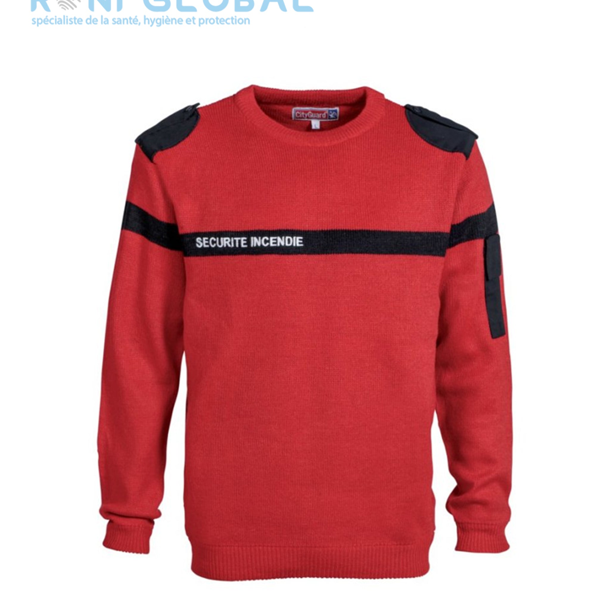 Pull de sécurité incendie avec renforts aux épaules et coudes, en acrylique et laine 1 poche - PULL SECURITE INCENDIE CITYGUARD