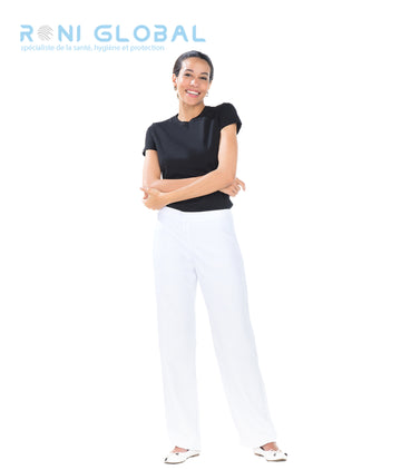 Pantalon de travail femme en polyester avec ceinture élastique dos sans poche - ALIZEE REMI CONFECTION