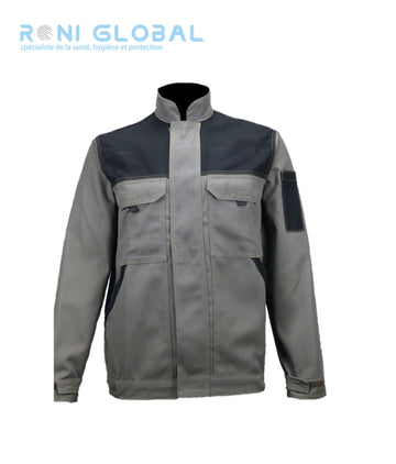 Blouson de travail olive, manches longues, coton/polyester sans métal et 4 poches - BLOUSON DENNIS OLIVE/NOIR PBV