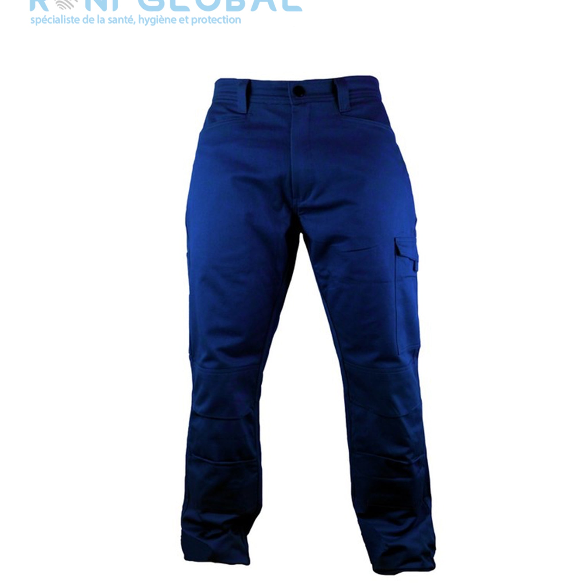 Pantalon de travail marine avec poches genoux, en coton sans métal et 5 poches - PANTALON PG EVO COTON MARINE PBV
