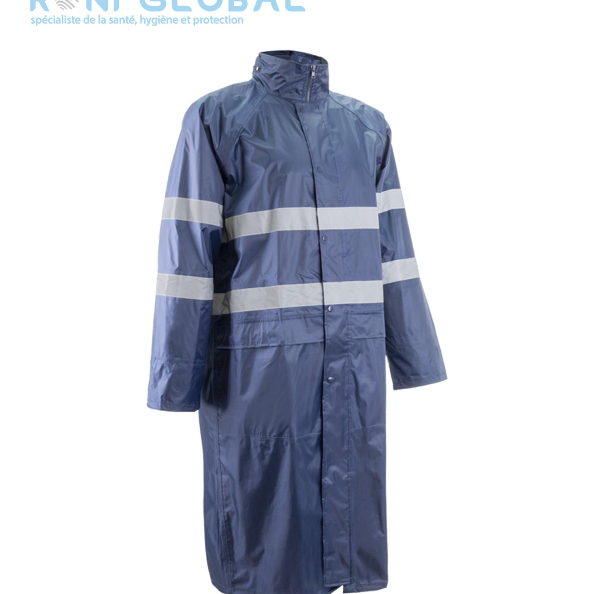 Manteau de travail anti-pluie, coupe-vent avec bandes réfléchissantes en polyester enduit PVC TYPE B3 - RAINET COVERGUARD