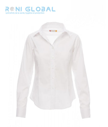 Chemise de travail femme manches longues, coupe slim, stretch en coton, polyester et élasthanne - IMAGE LADY PAYPER