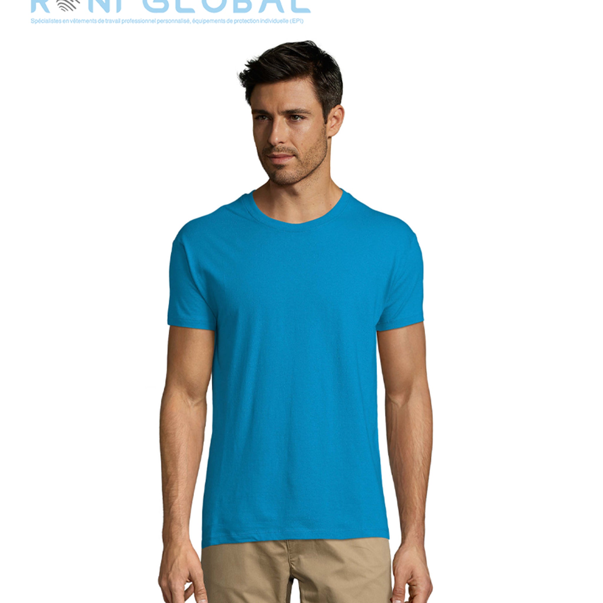 T-shirt de travail unisexe manches courtes, col rond, en jersey coton semi-peigné - REGENT SOL'S