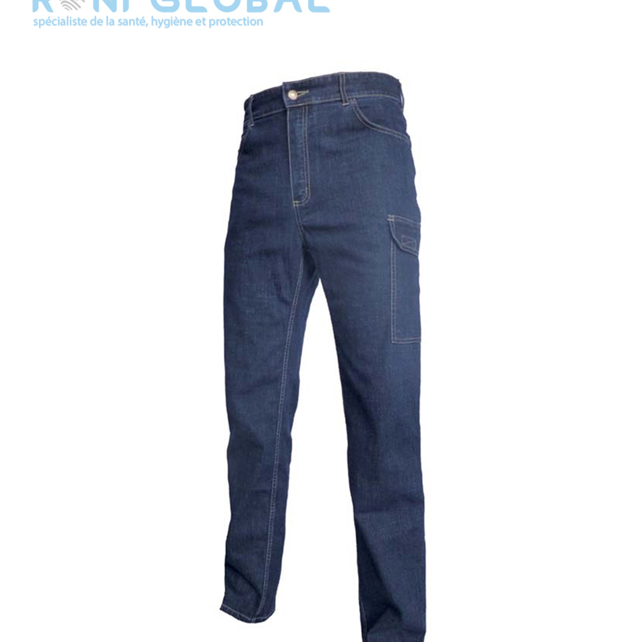 Pantalon de travail jean bleu homme en coton/polyester/lycra 5 poches - JEAN'S FLOYD PBV
