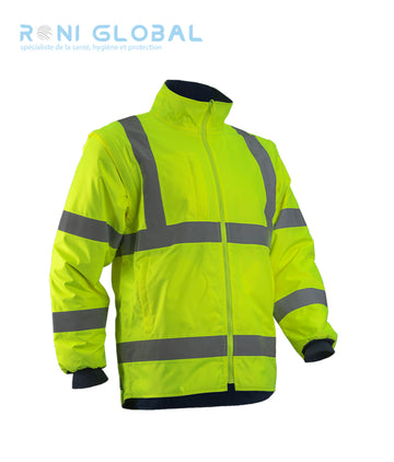 Veste de sécurité 2en1 haute visibilité, anti-froid en polyester enduit polyuréthane CLASS 3 - KAZAN COVERGUARD