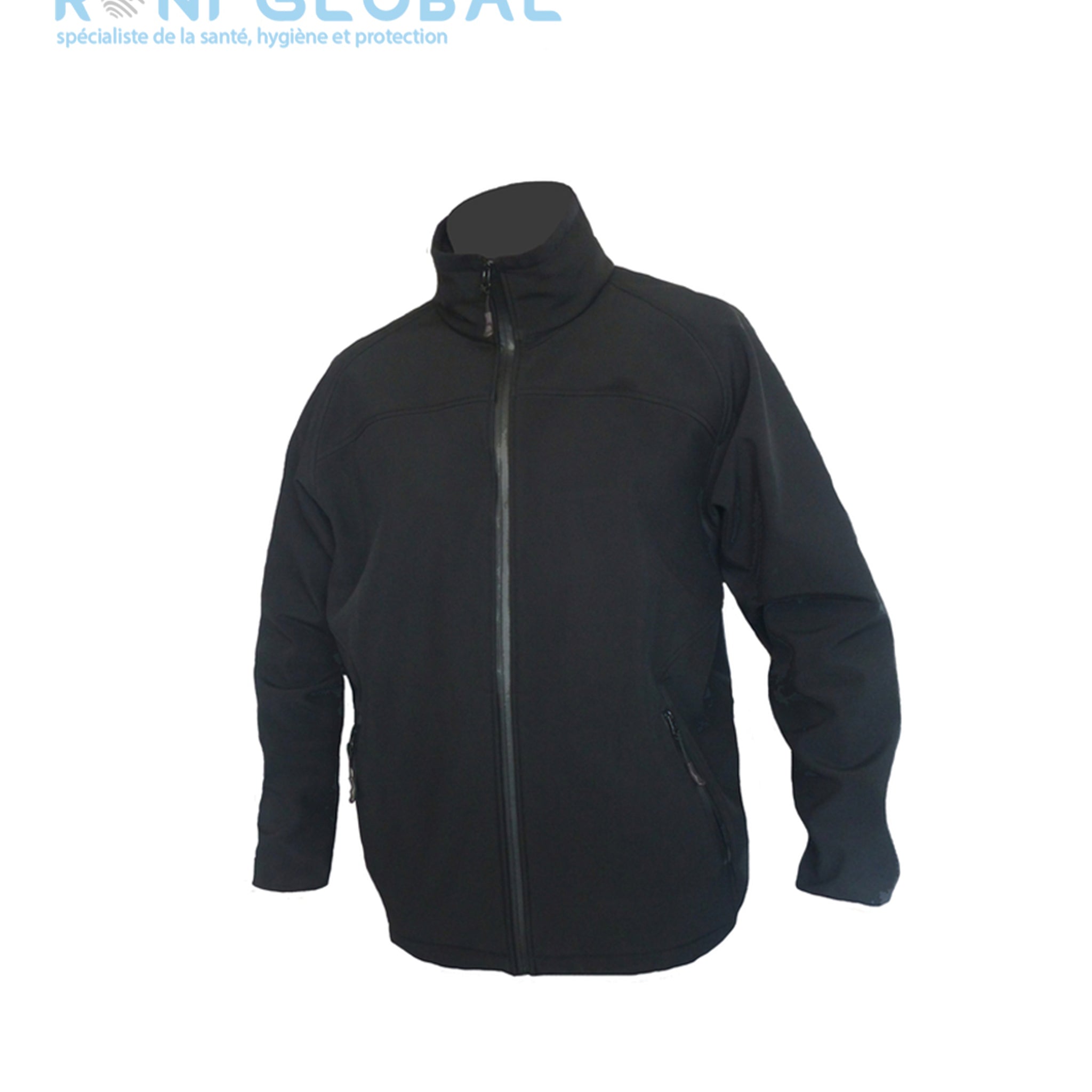 Veste de travail noir Softshell, micro polaire, imperméable et respirant, en polyester/élasthanne 5 poches - VESTE SOFTSHELL TYPHON NOIR PBV