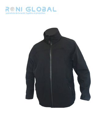 Veste de travail noir Softshell, micro polaire, imperméable et respirant, en polyester/élasthanne 5 poches - VESTE SOFTSHELL TYPHON NOIR PBV