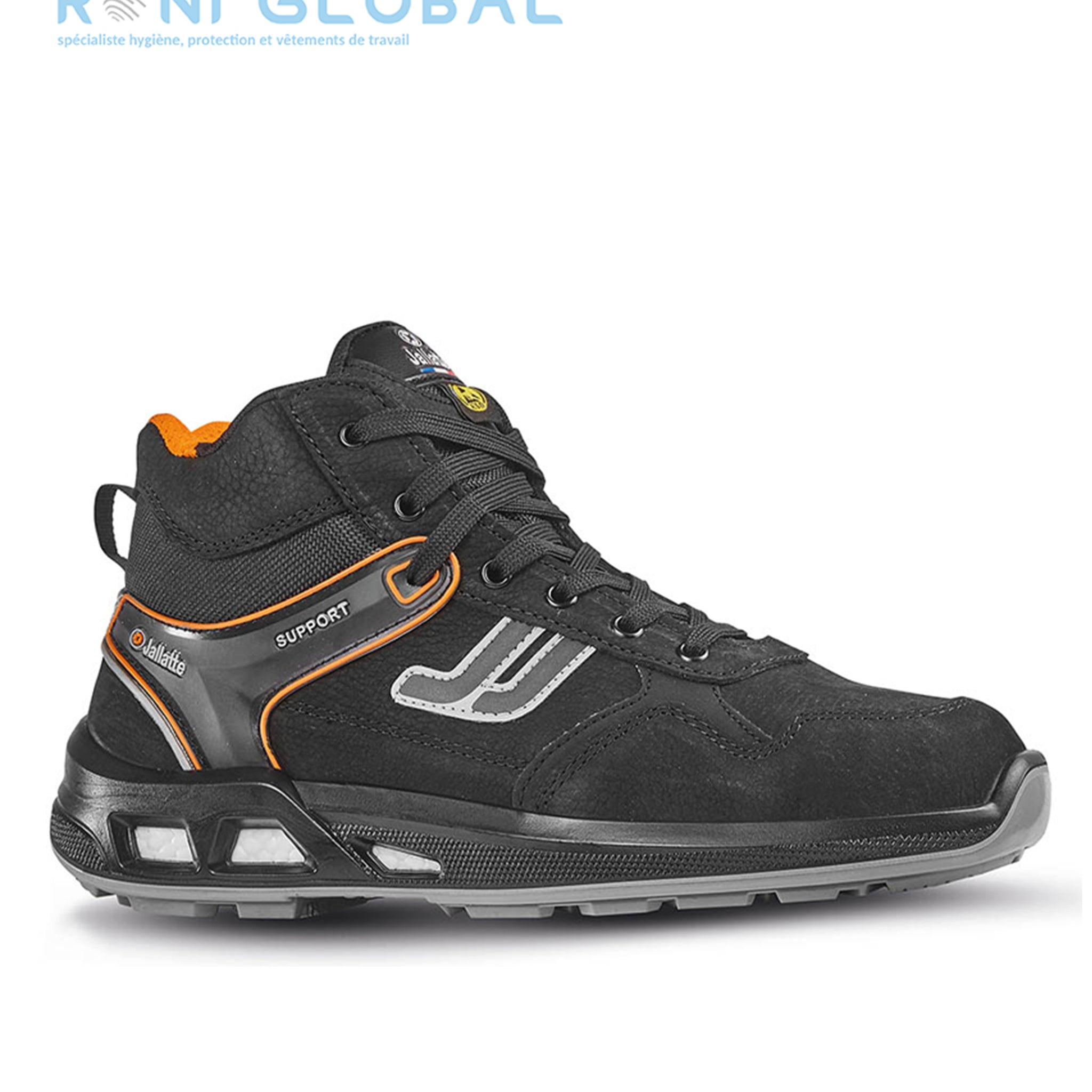 Chaussure montante de sécurité antidérapant, antistatique, anti-froid et anti-fatigue en cuir/textile avec embout de sécurité S3 CI SRC ESD - JALDYNAM JALLATTE