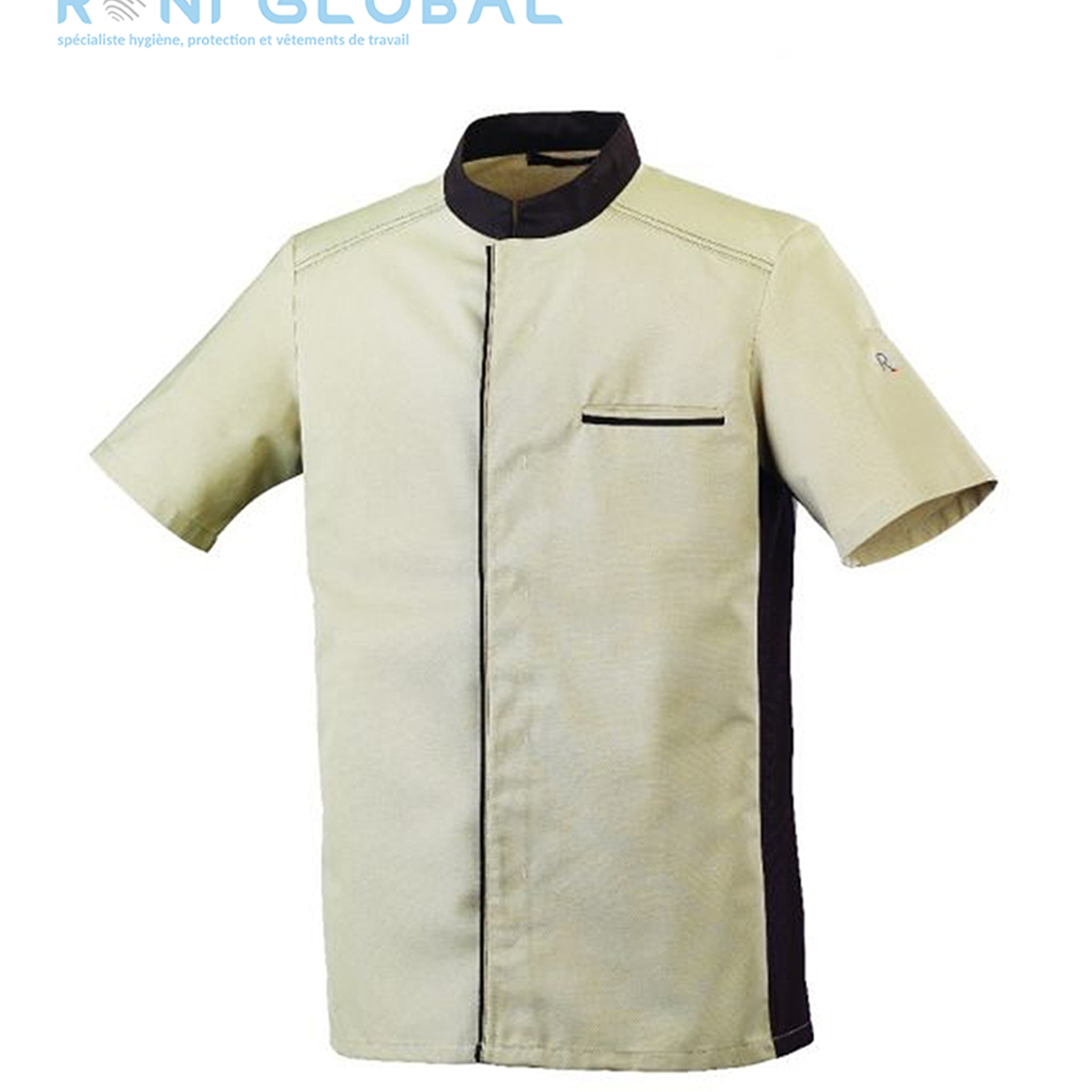 Veste de cuisine homme manches courtes, coupe slim, en polyester/coton et bande en maille - ABAX MC ROBUR