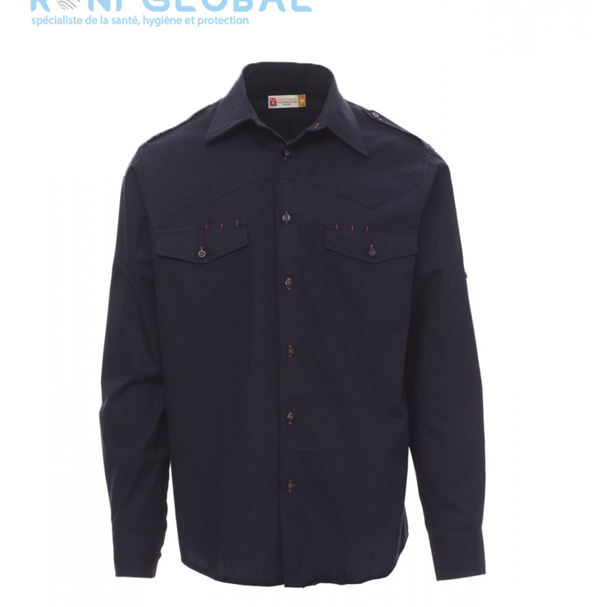Chemise de travail homme manches longues, coupe droite en coton 2 poches - TROPHY PAYPER