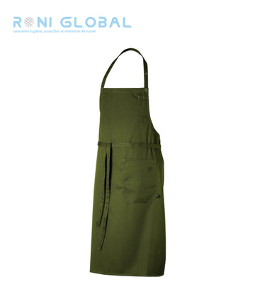 Tablier de service à bavette unisexe réglable en tencel/polyester/seaqual 2 poches - DAX ROBUR