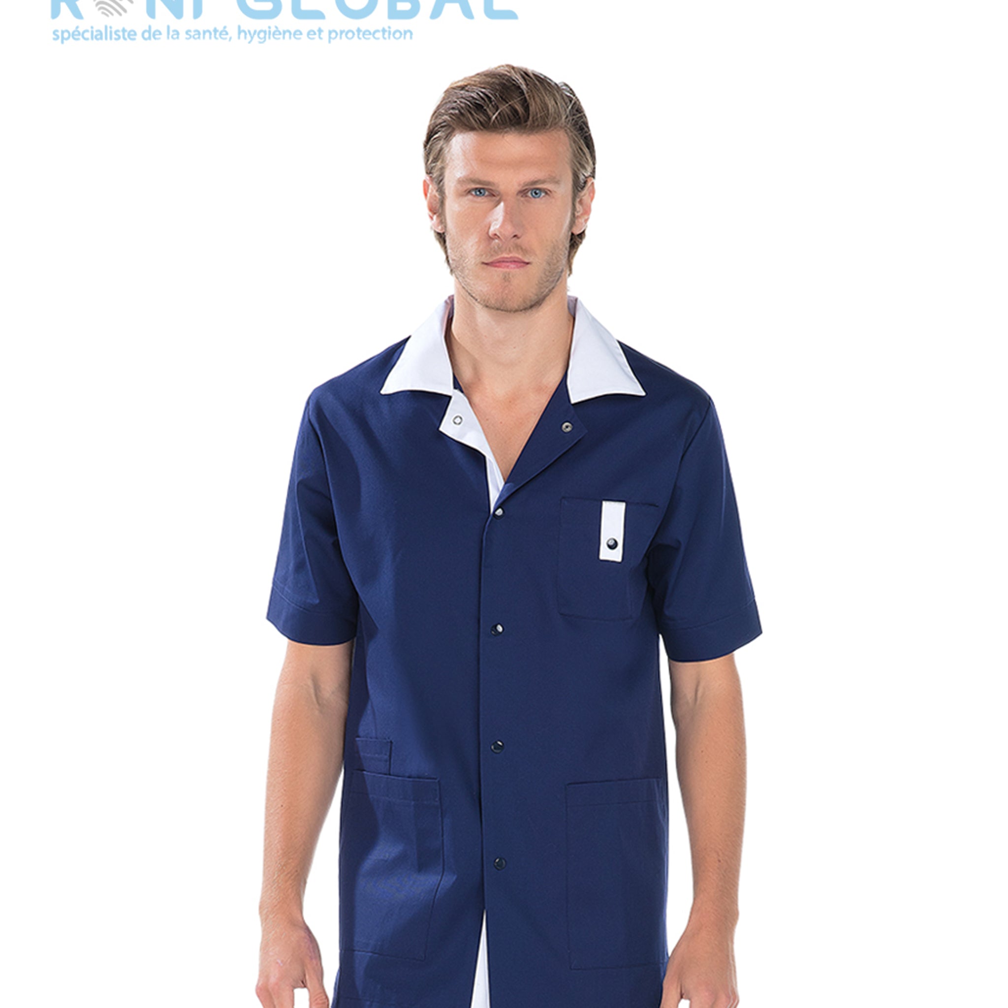 Tunique de travail unisexe manches courtes en coton/polyester 4 poches - MARIUS REMI CONFECTION