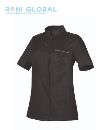 Veste de cuisine femme manches courtes en polyester/tencel/seaqual, coupe slim et 1 poche- ESCALE MC ROBUR