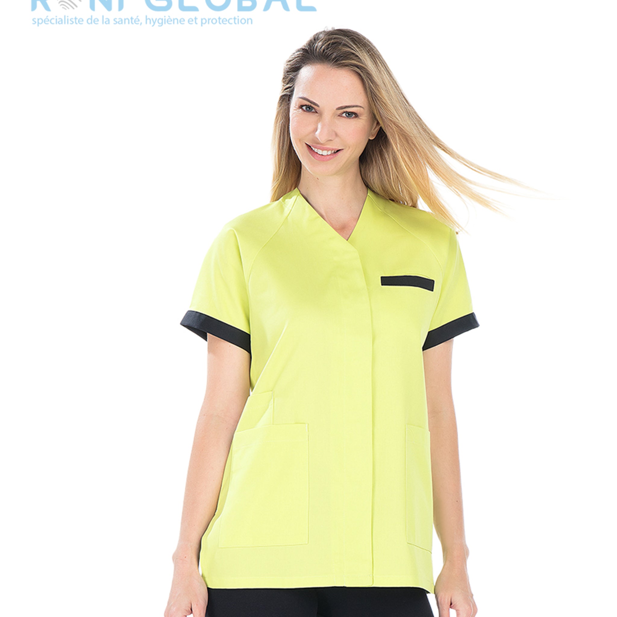 Tunique de travail femme manches courtes raglans en coton/polyester 4 poches - ARIELLE REMI CONFECTION