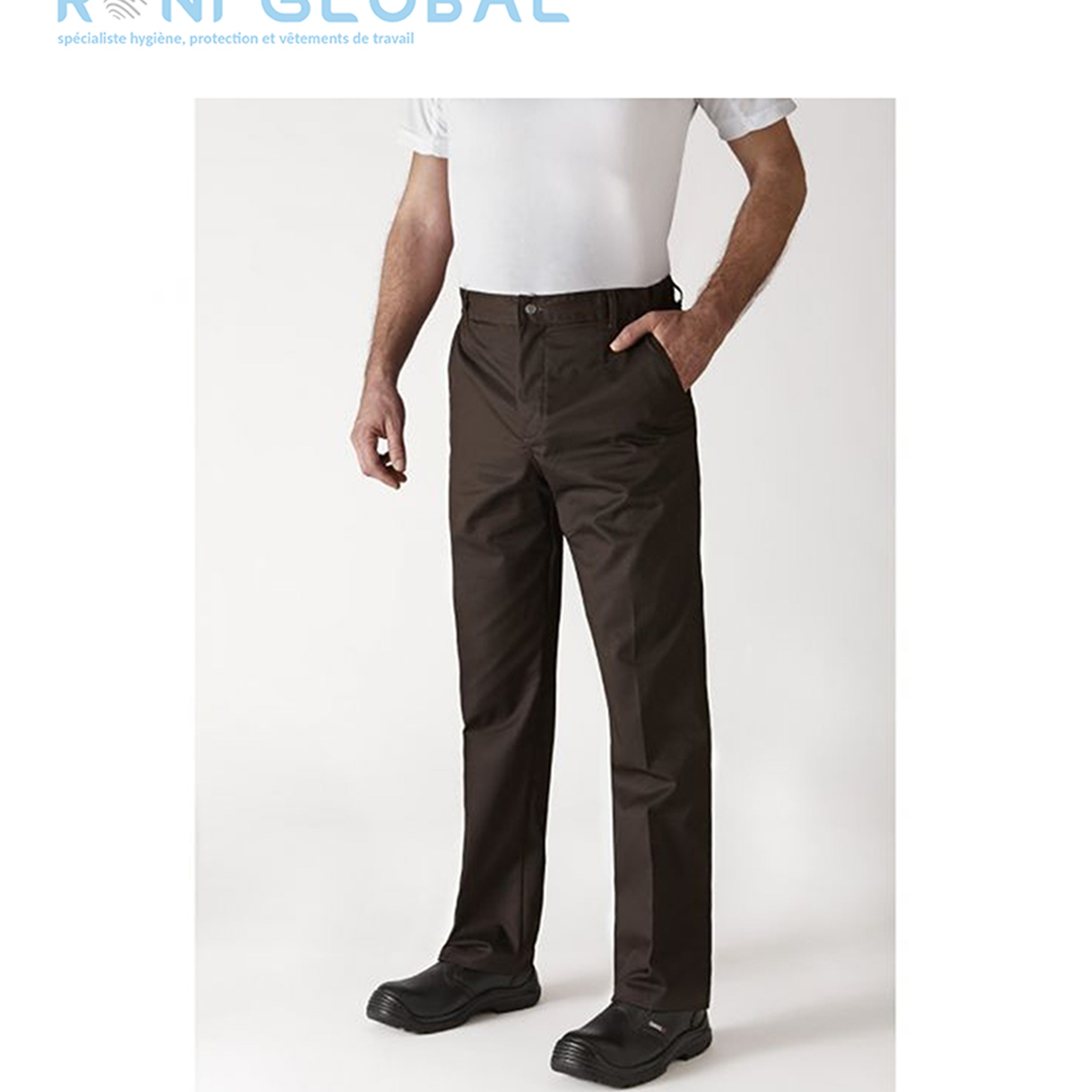 Pantalon de cuisine unisexe en polyester/coton avec ceinture élastique côtés et 3 poches - TIMEO ROBUR