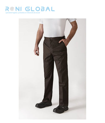 Pantalon de cuisine unisexe en polyester/coton avec ceinture élastique côtés et 3 poches - TIMEO ROBUR