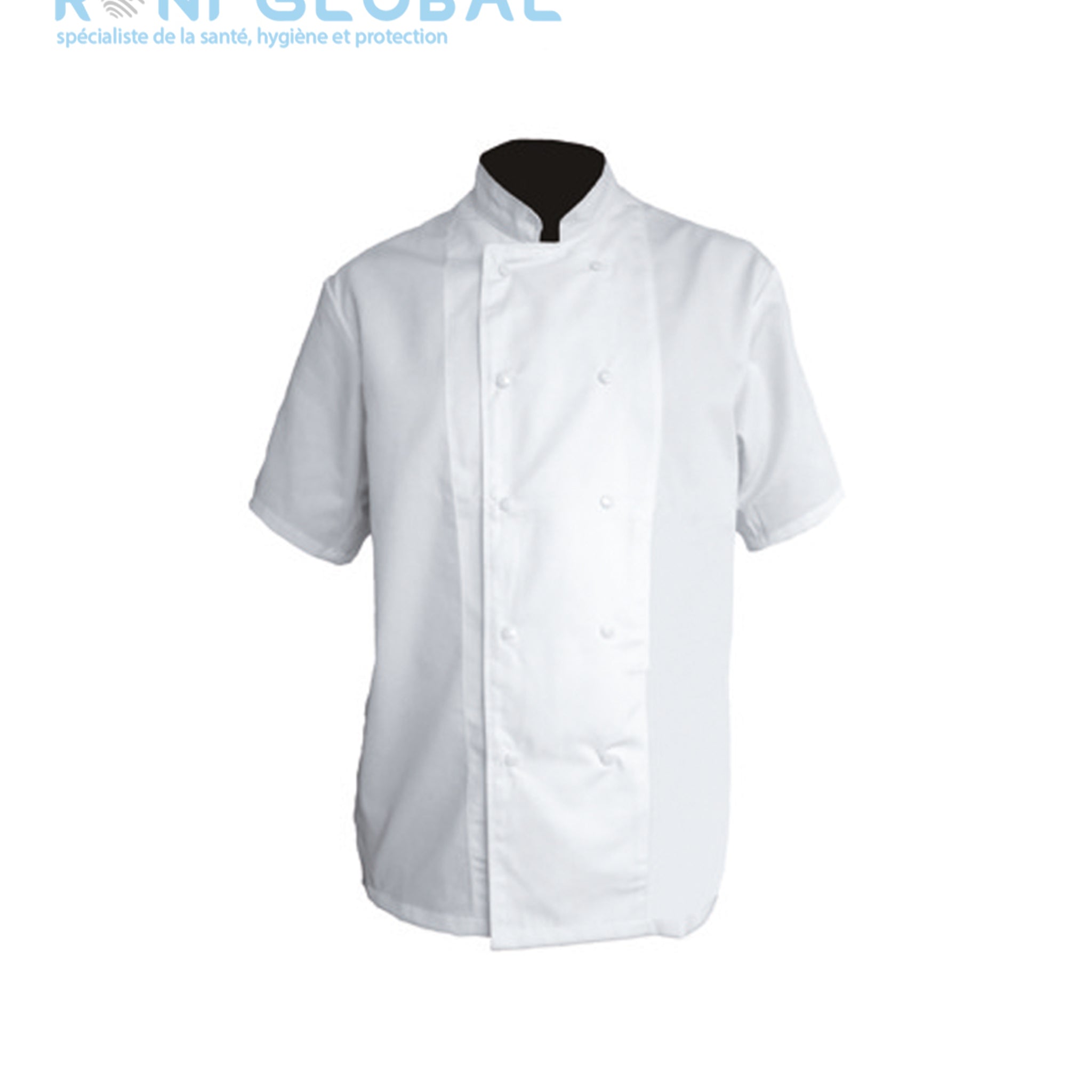 Veste de cuisine blanche manches courtes, en coton 2 poches - VESTE DE CUISINE MC COTON BLANC PBV