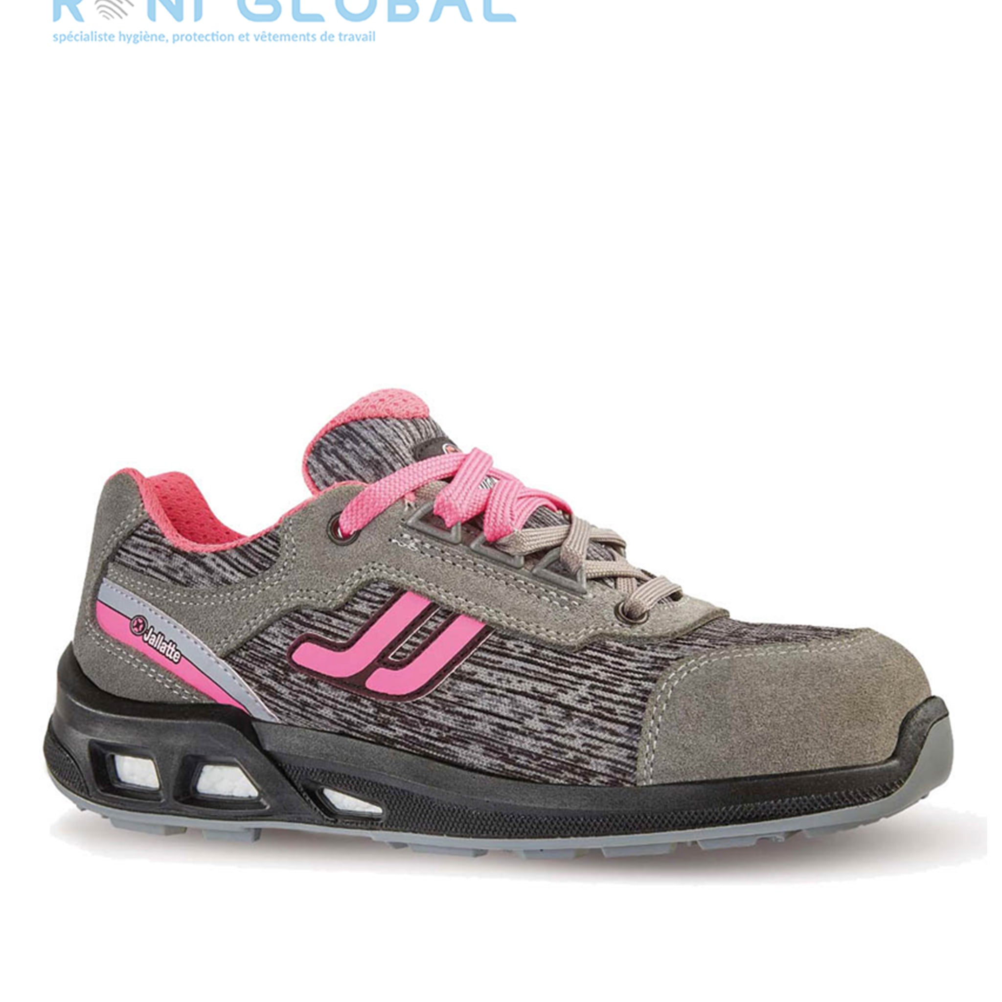 Chaussure basse de sécurité femme, antidérapant, antistatique et anti-fatigue en toile/cuir avec embout de sécurité S1P SRC ESD - INES JALLATTE