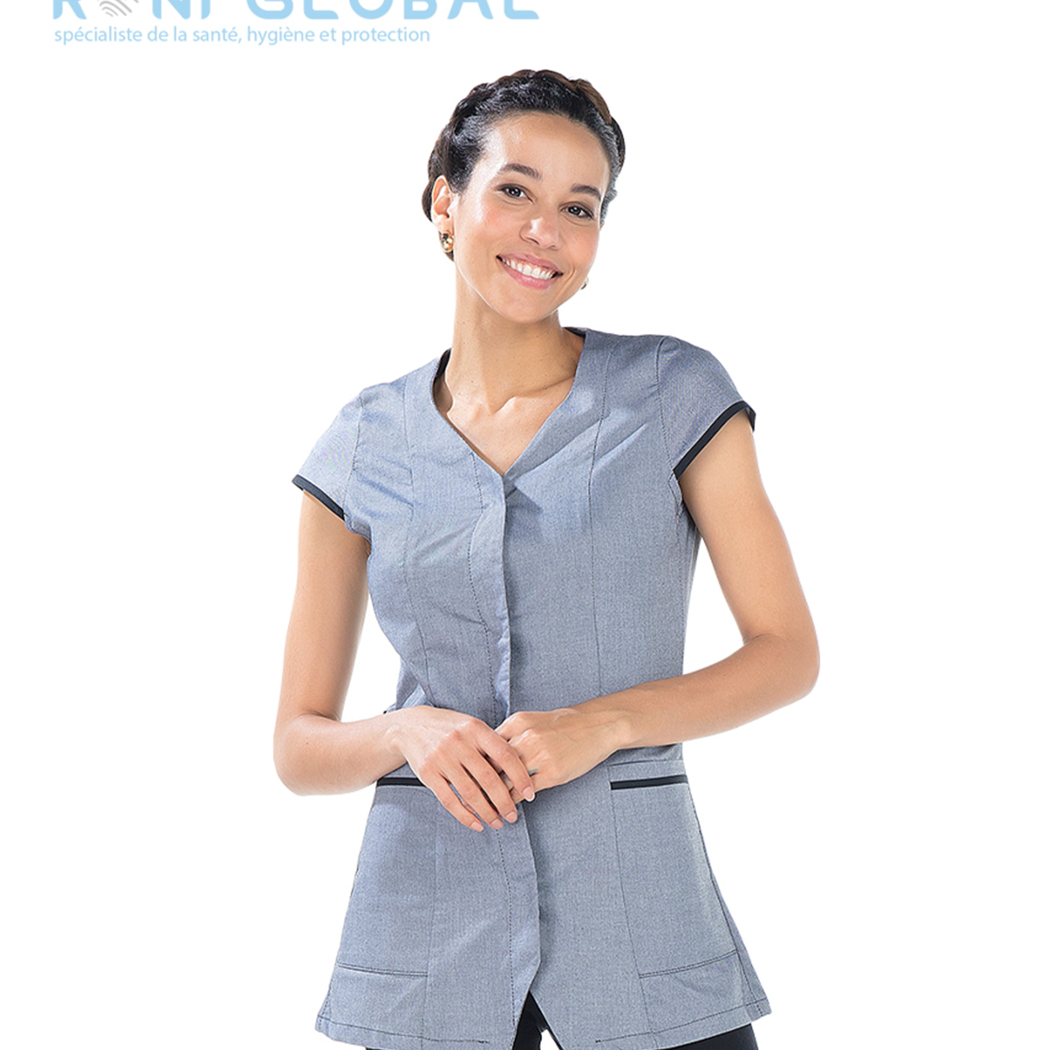 Tunique de travail femme mancherons en coton/polyester 4 poches - OPHELIE REMI CONFECTION