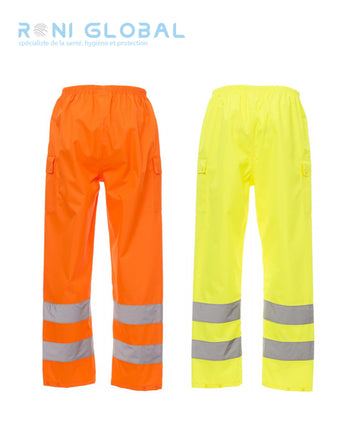 Pantalon de sécurité homme haute visibilité et anti-pluie en polyester enduit PU 2 poches CLASS 2 - HURRICANE PAYPER