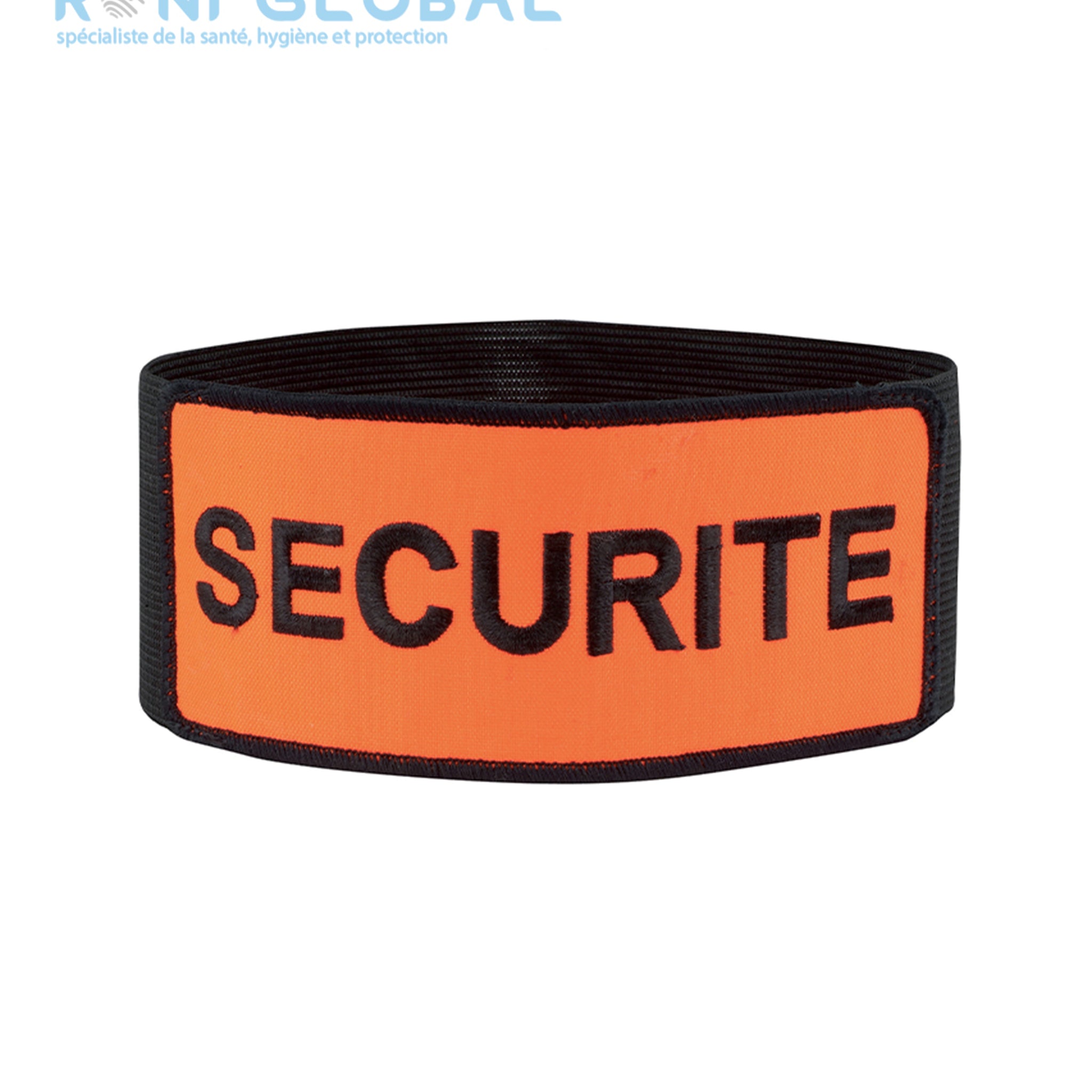 Brassard de sécurité orange fluo en coton et polyester élastique noir réglable - BRASSARD SECURITE CITYGUARD