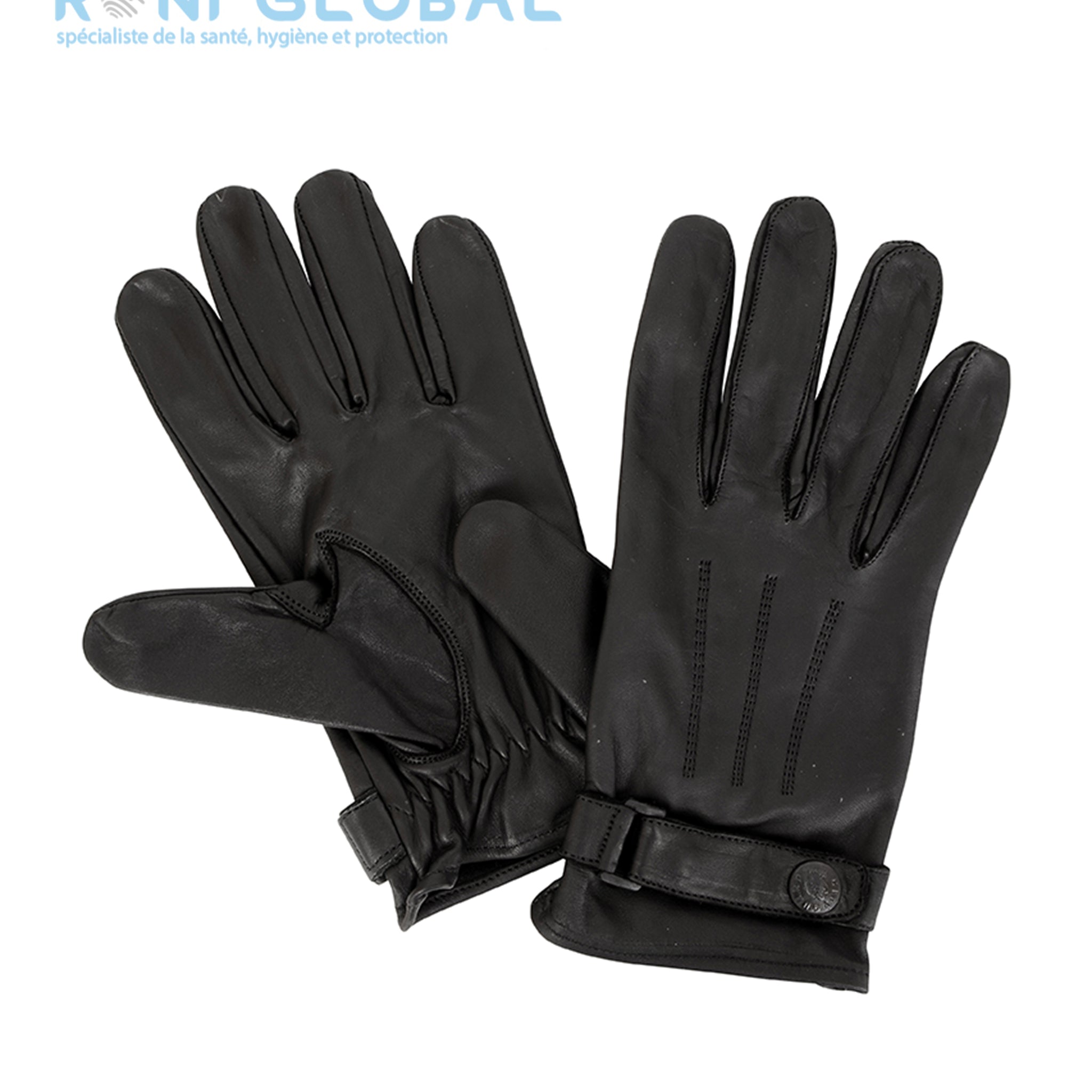 Gant de sécurité noir de palpation réglable en cuir - GANTS CUIR PALPATION CITYGUARD