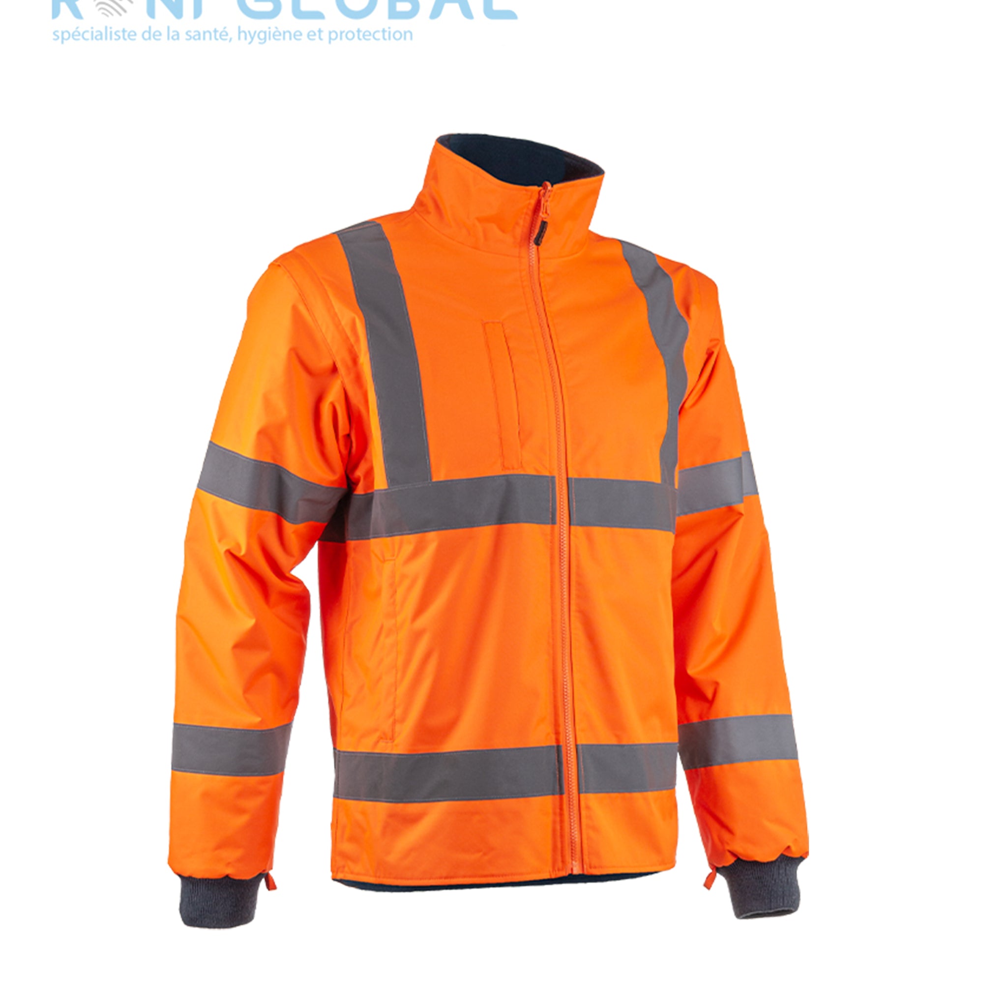 Veste de sécurité 2en1 haute visibilité, anti-froid en polyester enduit polyuréthane CLASS 3 - KAZAN COVERGUARD