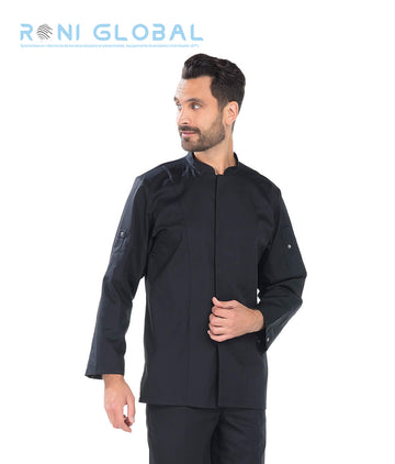 Veste de cuisine homme manches longues transformables en polyester et coton 2 poches - LUIGI REMI CONFECTION