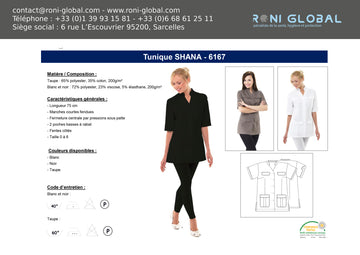 Tunique de travail femme manches courtes fendues 2 poches - SHANA REMI CONFECTION
