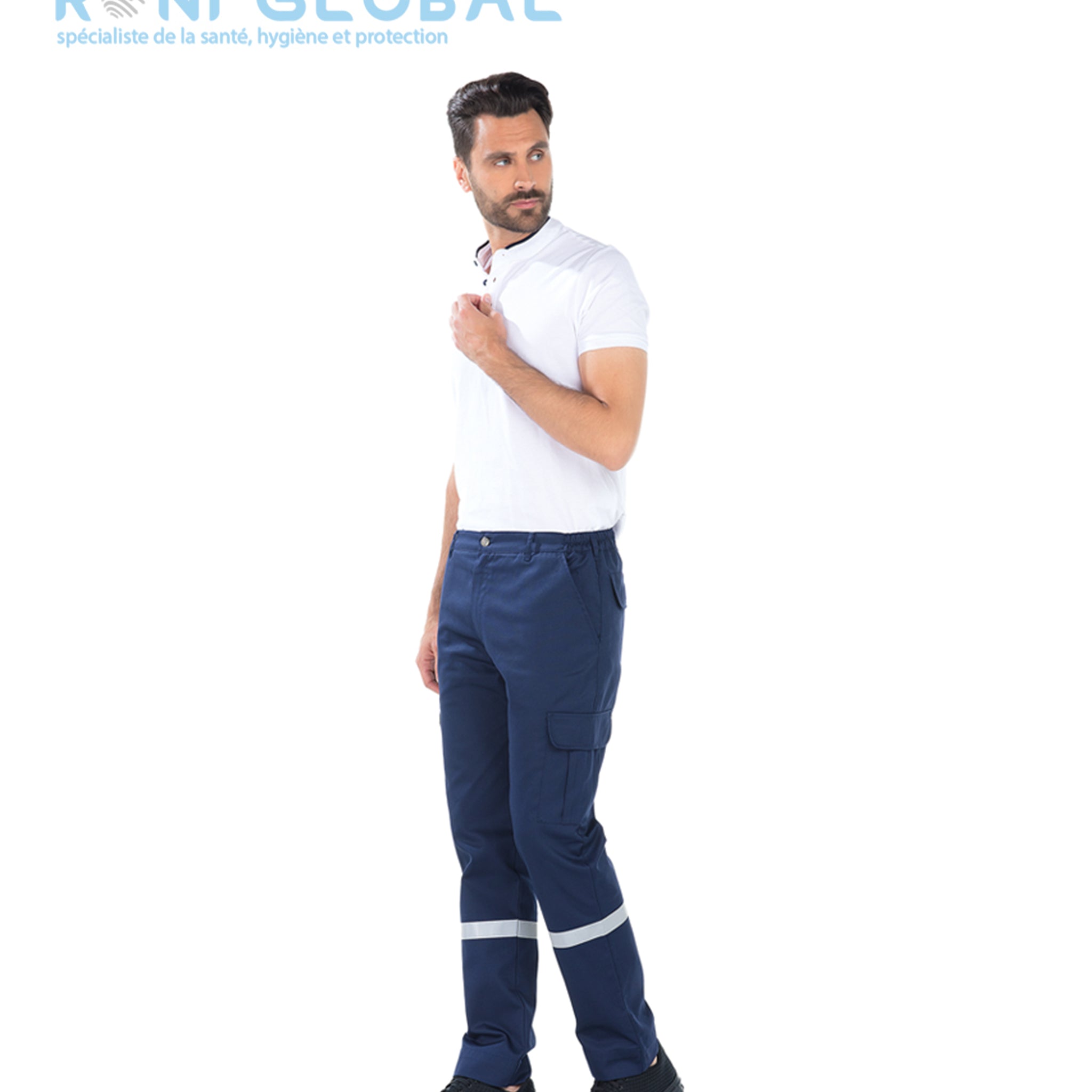 Pantalon ambulancier homme rétroréfléchissant en coton et polyester, ceinture élastique et 7 poches - AMBULANCIER HOMME REMI CONFECTION