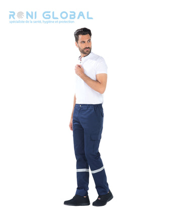 Pantalon ambulancier homme rétroréfléchissant en coton et polyester, ceinture élastique et 7 poches - AMBULANCIER HOMME REMI CONFECTION