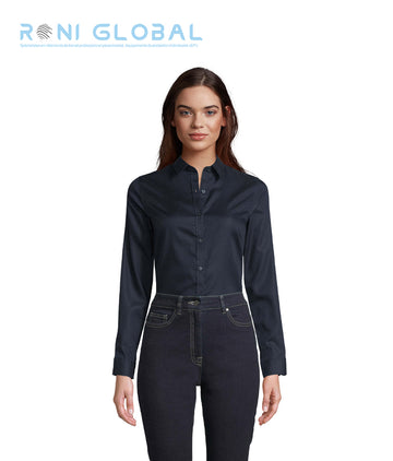 Chemise de travail femme manches longues, coupe cintrée, en coton et technologie sans repassage - NEOBLU BLAISE SOL'S
