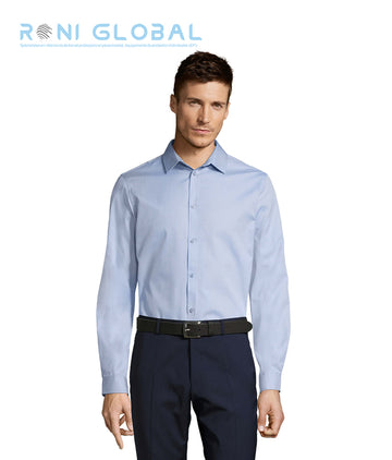 Chemise de travail homme manches longues, coupe droite, à chevron en coton/polyester - BRODY SOL'S