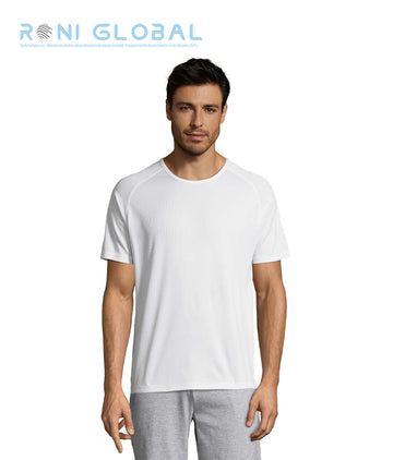 T-shirt de travail homme manches raglan, en mesh polyester effet respirant - SPORTY SOL'S