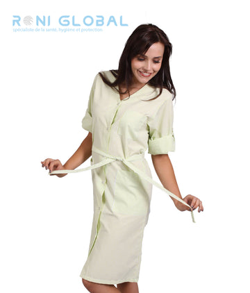 Blouse longue de travail femme manches longues transformables avec ceinture et 3 poches - CLAIRE MLT REMI CONFECTION