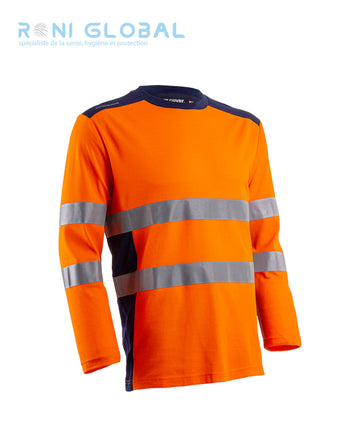 T-shirt de sécurité haute visibilité, manches longues anti-UV UPF 35+ en coton et polyester CLASS 3 - RIKKA COVERGUARD
