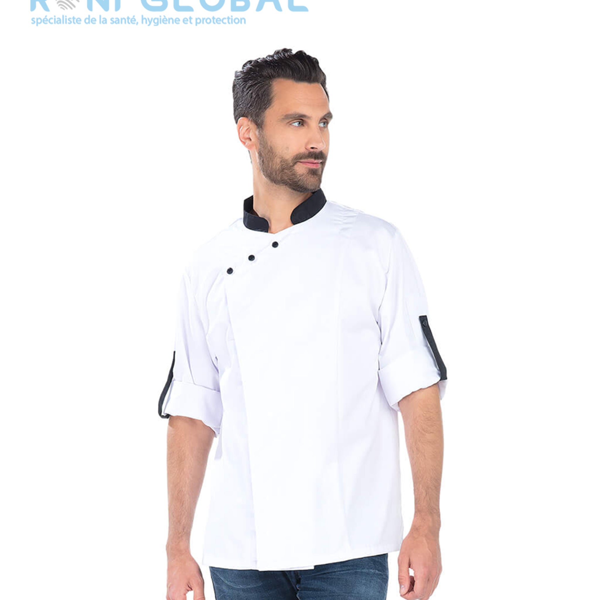 Veste de cuisine homme manches longues transformables en coton/polyester 2 poches - FABIO REMI CONFECTION