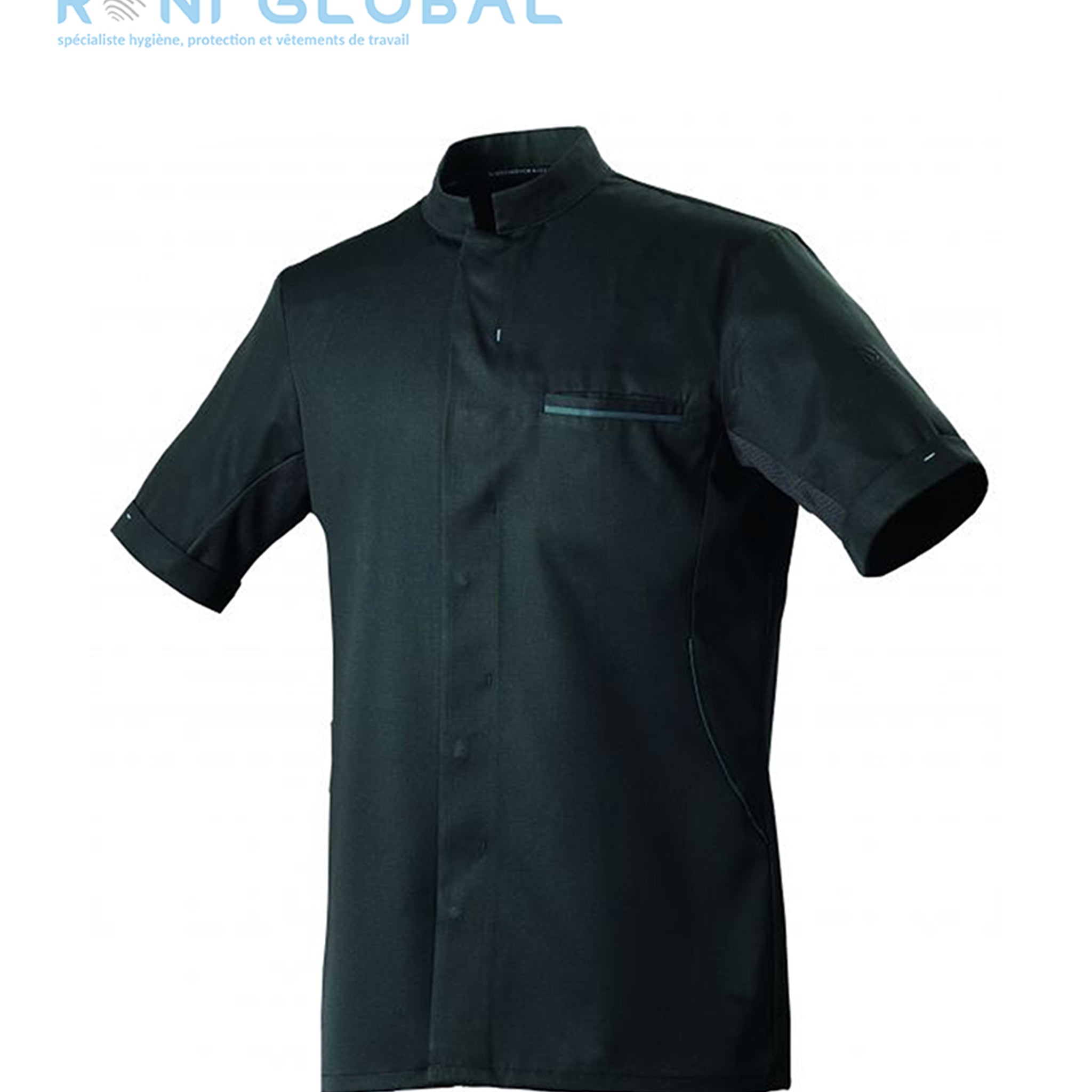 Veste de cuisine homme manches courtes, coupe slim en polyester, tencel et seaqual 1 poche - DUNES MC ROBUR