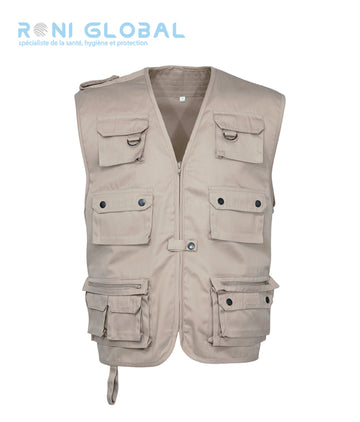 Gilet de travail type reporter, en polyester et coton 14 poches - GILET REPORTER UNI CITYGUARD