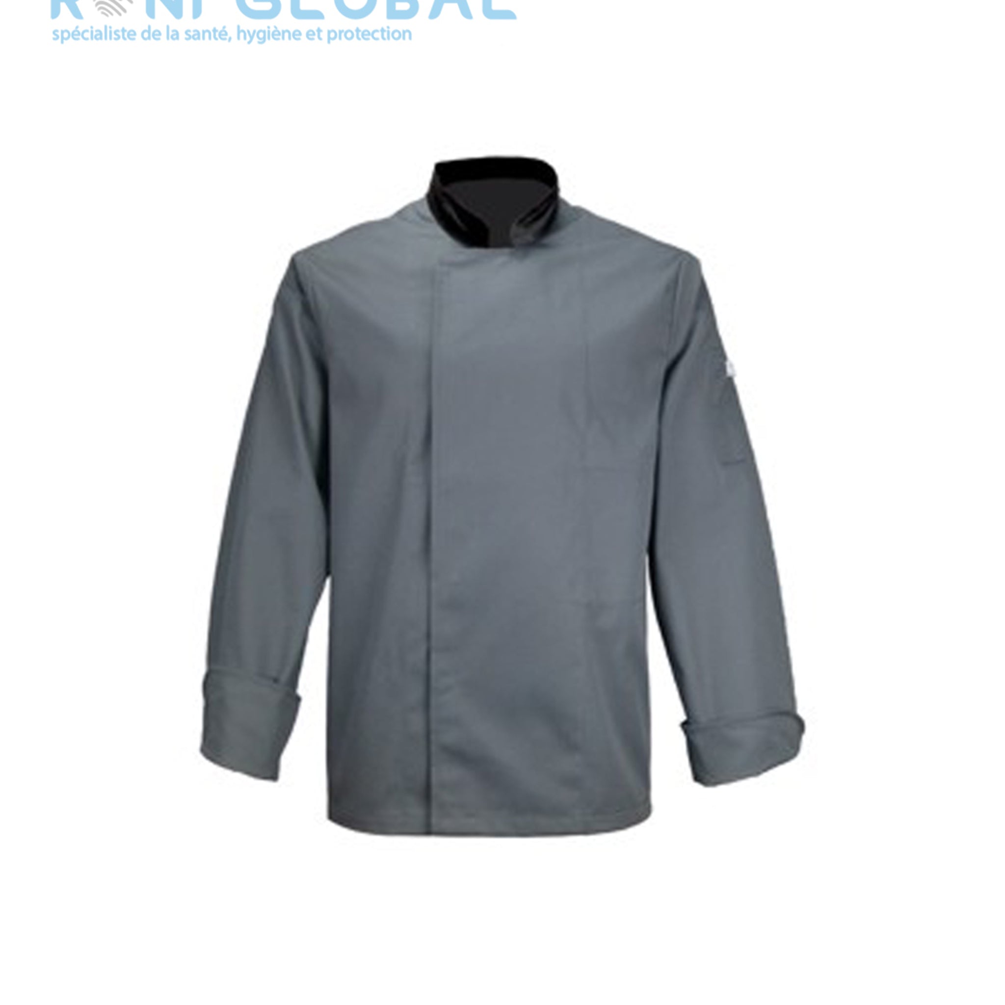 Veste de cuisine grise manches longues, en coton/polyester 2 poches - VESTE CUISINE ML PC GRIS PBV