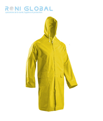 Manteau de travail de pluie imperméable et coupe-vent en coton/polyester enduit double PVC 2 poches - PVC COAT COVERGUARD