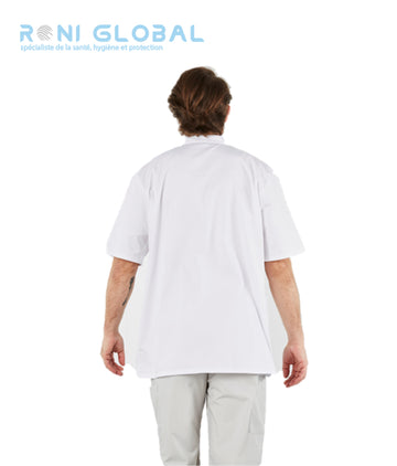 Tunique de travail blanche homme manches courtes, en coton et polyester 3 poches - TUNIQUE HOMME TEO BLANC PBV