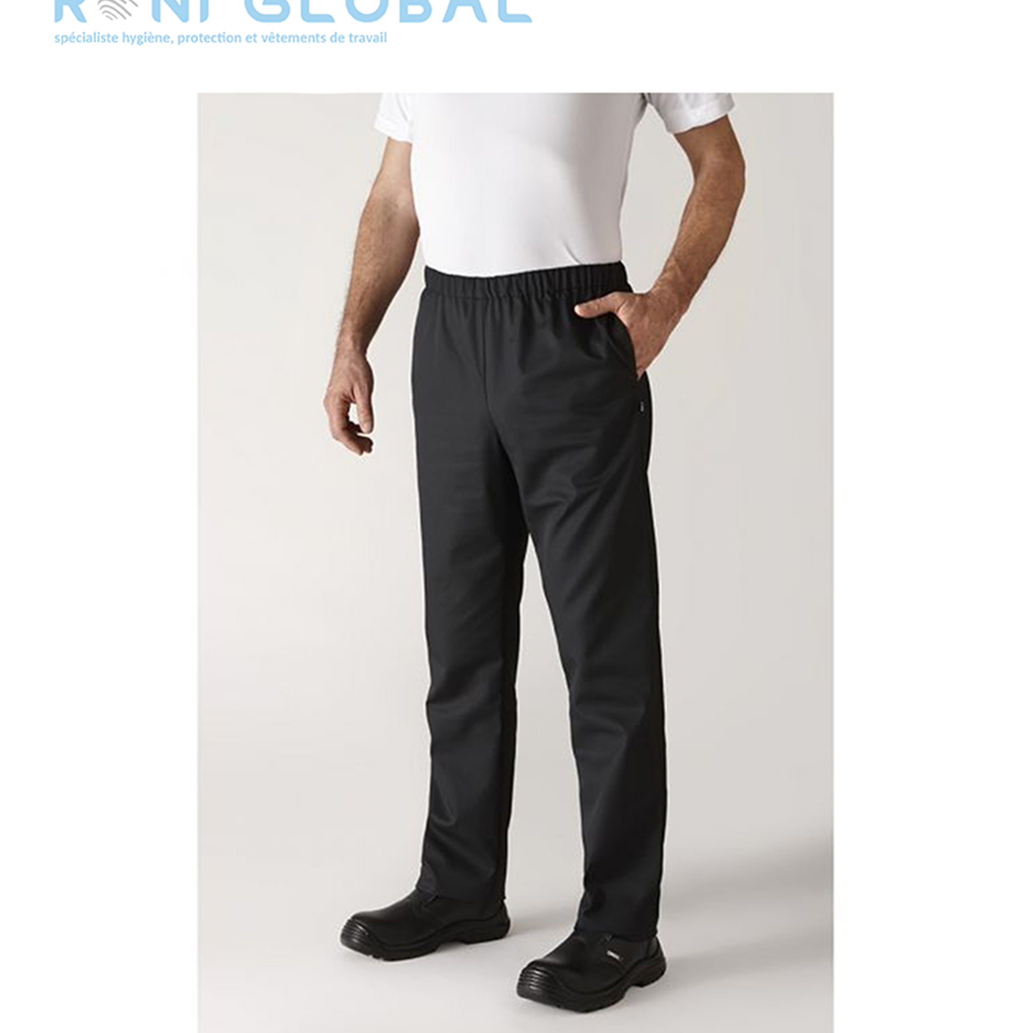 Pantalon de cuisine unisexe taille élastiquée en coton/polyester 2 poches - UMINI ROBUR