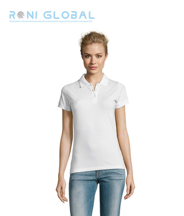 Polo de travail femme manches courtes, coupe cintrée, en maille piquée coton peigné - PERFECT SOL'S