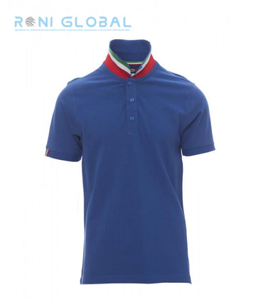 Polo de travail homme manches courtes avec drapeau sur col et manche droite, coupe droite en coton - NATION PAYPER