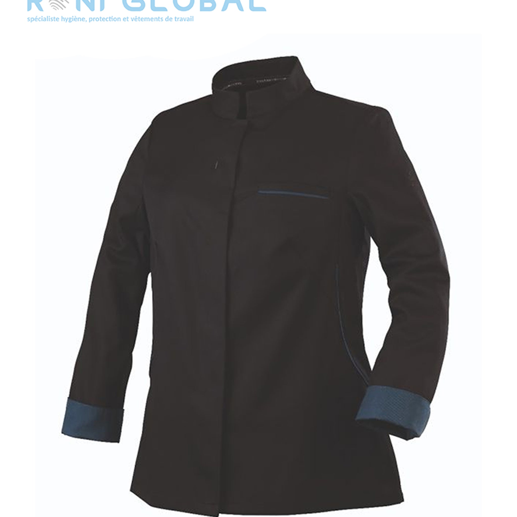 Veste de cuisine femme manches longues en polyester/tencel/seaqual, coupe slim et 1 poche - ESCALE ML ROBUR