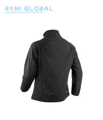 Veste de travail homme noire Softshell en polyester/élasthanne + membrane TPU et micro polaire 3 poches - SHIKIMI COVERGUARD